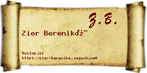 Zier Bereniké névjegykártya